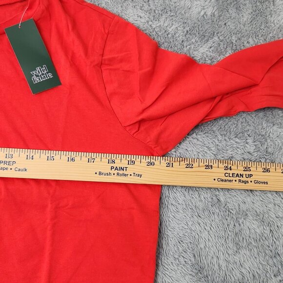 3/$20 Wild Fable T-Shirt Womens XL Red Long-Sleeve Cropped Solid Crop Top Cotton - Picture 4 of 9